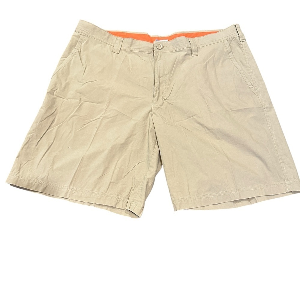 Columbia Mens Chino Shorts Size 40 Khaki Tan Cotton Flat Front Casual
